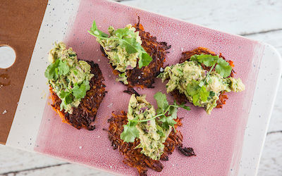 Spicy Sweet Potato Rostis with Indian Avo Smash